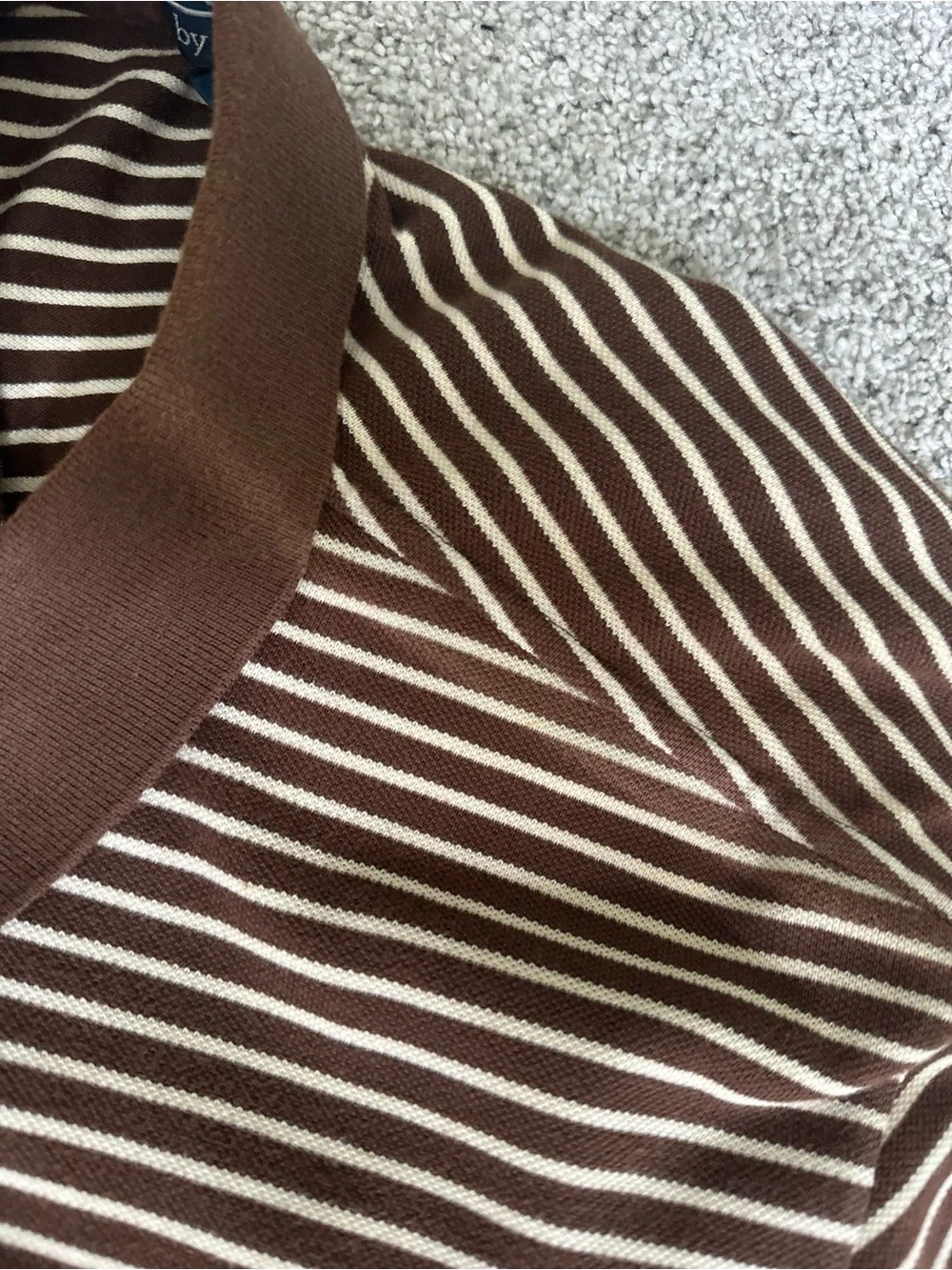 Vintage Polo by Ralph Lauren Brown and White Striped Polo Shirt